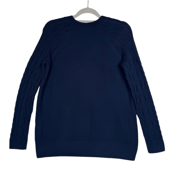J. Jill Sweater Womens Size M Navy Blue V-Neck Cable Knit Long Sleeves Cotton bl - Picture 2 of 7